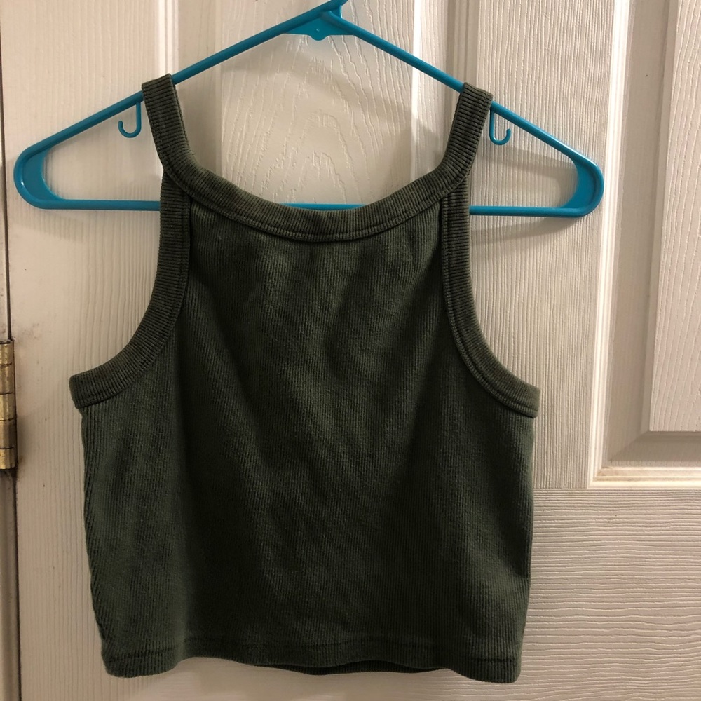 green ribbed crop top